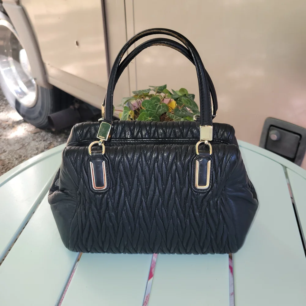 Coach Black Quilted Satchel with Gold-Tone Hardware - Picture 1 of 10